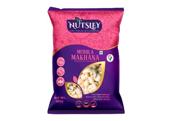 NUTSLEY START YOUR DAY WITH SUPERFOOD Nutsley Premium Mithila Makhana, Foxnuts - 100 gm (Pack Of 2)