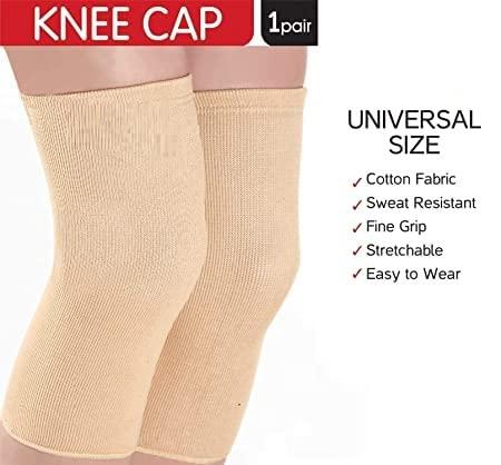 SMIC SMIC Stretchable Compression Knee Cap (MEDIUM) Skin Colour | For Knee Support | Knee Sleeve Brace for Running | Tennis | Football | Joint Pain Relief | Arthritis and Injury- (1 Pair) for Men & Women