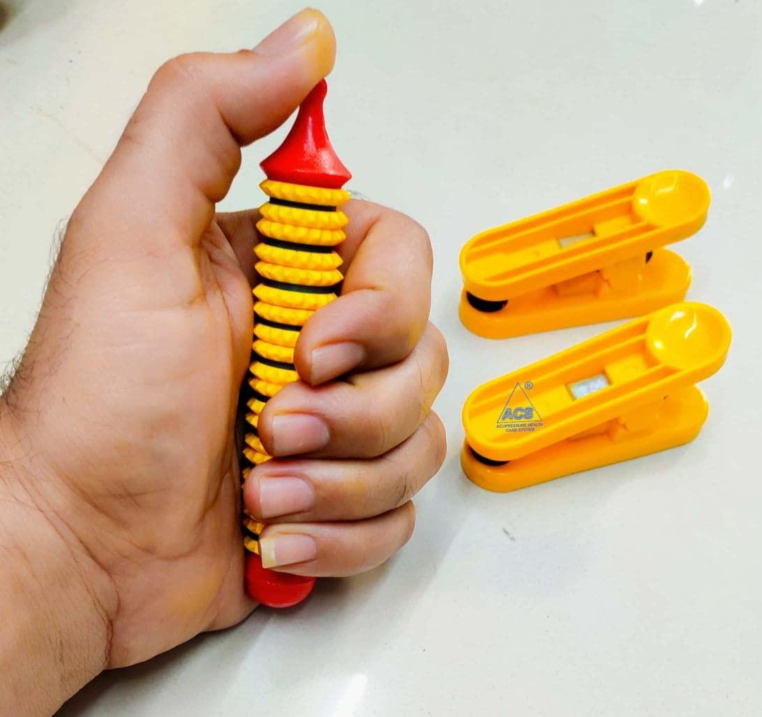 Generic Acupressure Magnetic Finger Power Clips Yellow And Acs magne