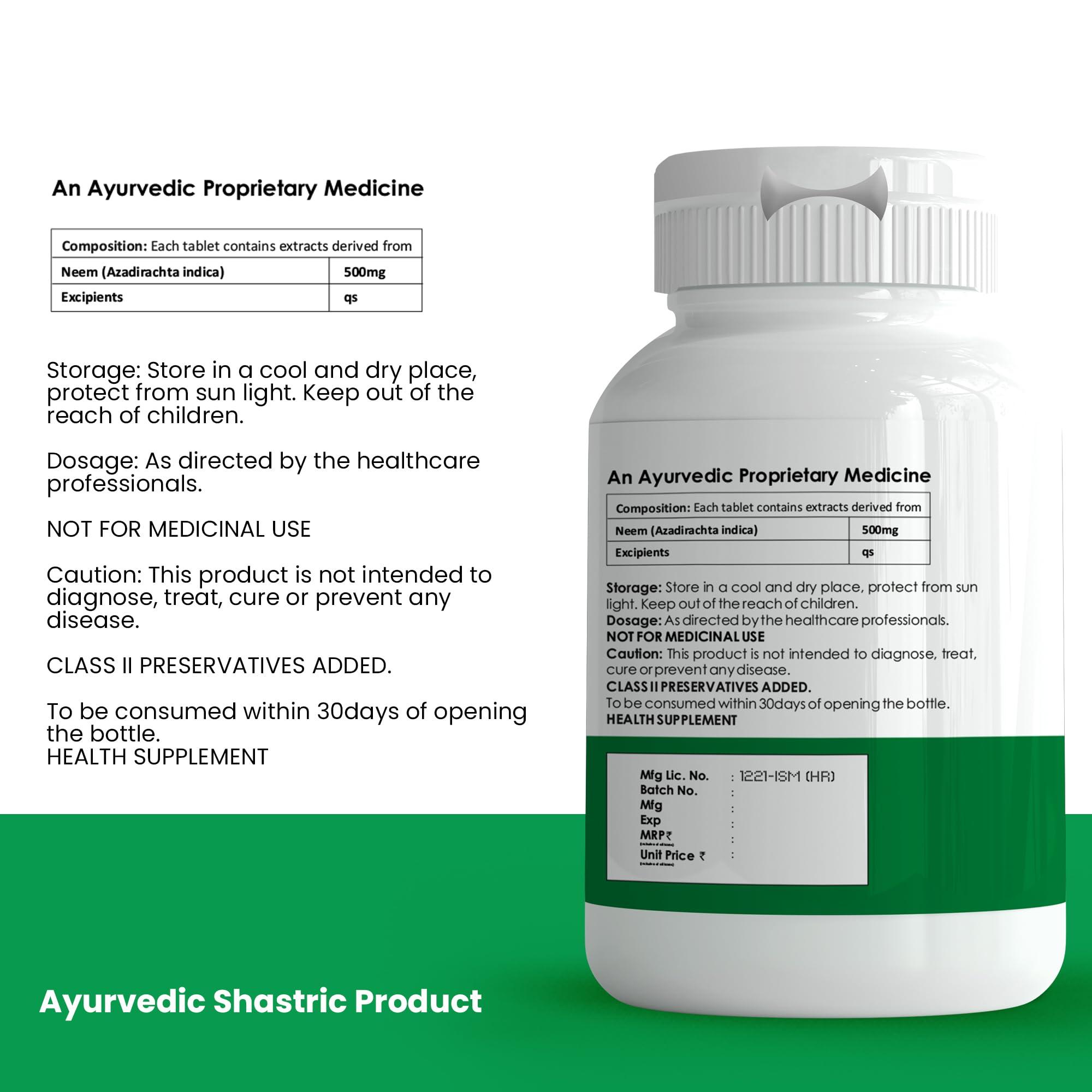 HAPPY MILLIONS HappyMillions Neem Ayurvedic Tablets | Blood Purifier, Liver Detox, Skin Health | Supports Acne and Pimple Control | 60 + 60 Tablets | Pack of 2