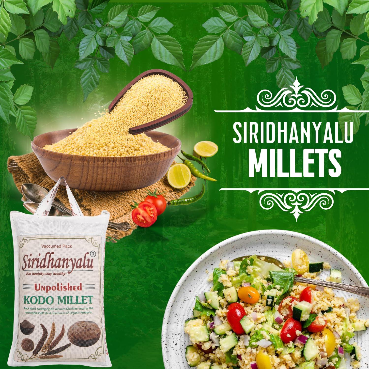 SIRIDHANYALU siridhanyalu Unpolished Millet Siridhanya 5 Types of Organic Millets Rice Little Kodo Browntop Barnyard & Foxtail -Punjabi (Gwt. 3500Gm)