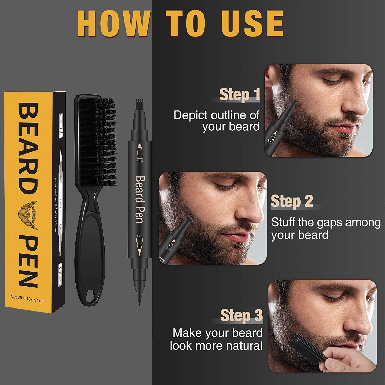 BIWIST BIWIST Beard Pencil Filler for Men Beard Pen Beard Filler Pen Kit With Beard Brush Kit Male Mustache Repair Shaping Beard Define Pen Effective Enhance Beard