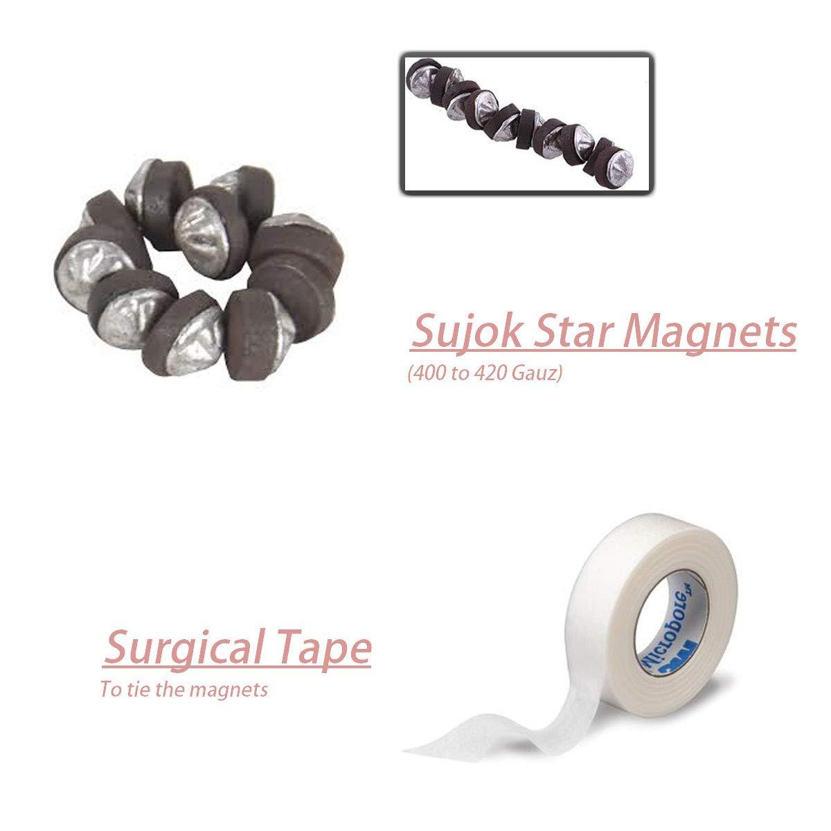 NETCLUB NETCLUB MS448 Acupressure Magnet Therapy Tools Combo sujok therapy Set Byol, Star, ENT Magnets & Sujok Finger Ring & Finger care massager & Paper Tape (Pack of 6)