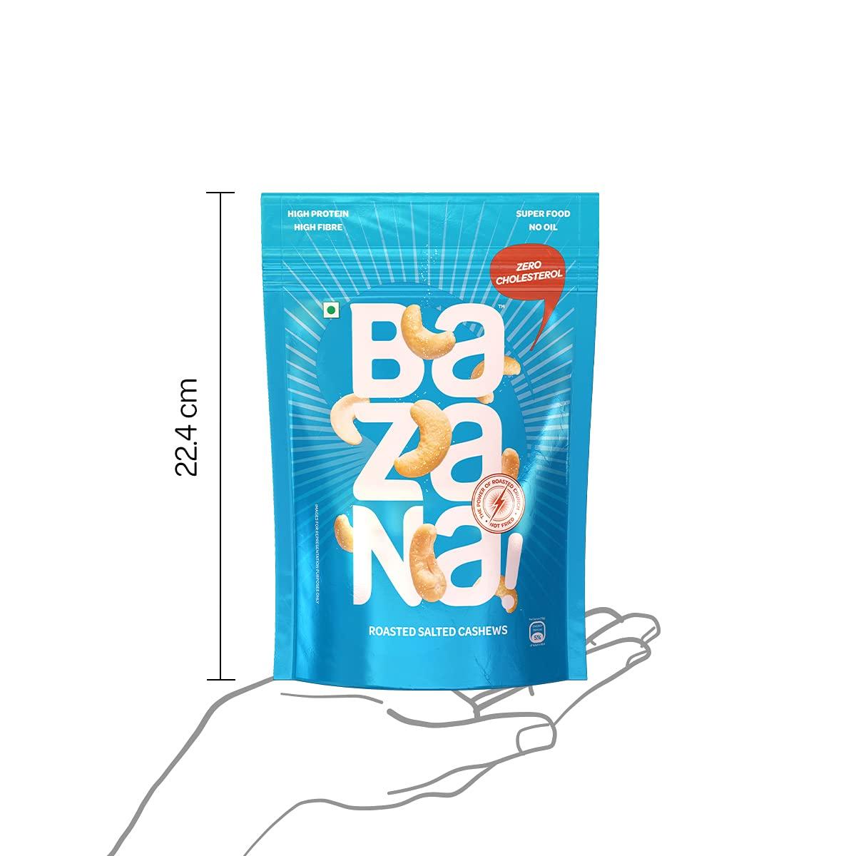 Bazana Bazana Roasted Salted Cashews (175g) - Protein-Packed, Fiber-Enriched, Healthy Fats | Elevate Your Snacking Experience with an Immunity Boost | Perfect for Vegetarians and Keto Enthusiasts
