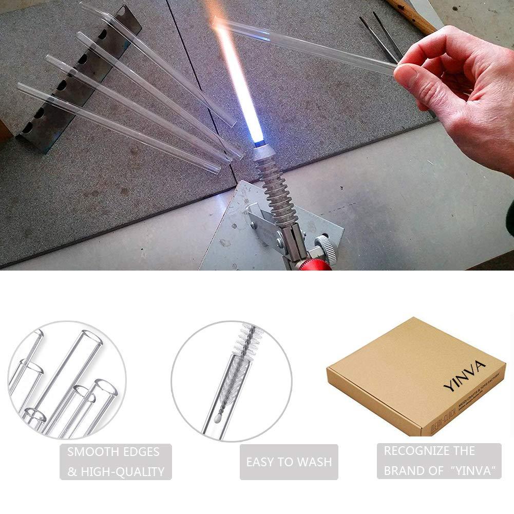 YINVA AOTWAN Glass Straws Reusable 10 Pack Glass Straw Including 3 Short+3 Long Straight Glass Straws+2 Curved Glass Straws+2 Straw Brushes, Glass Straws for Cocktails Juices