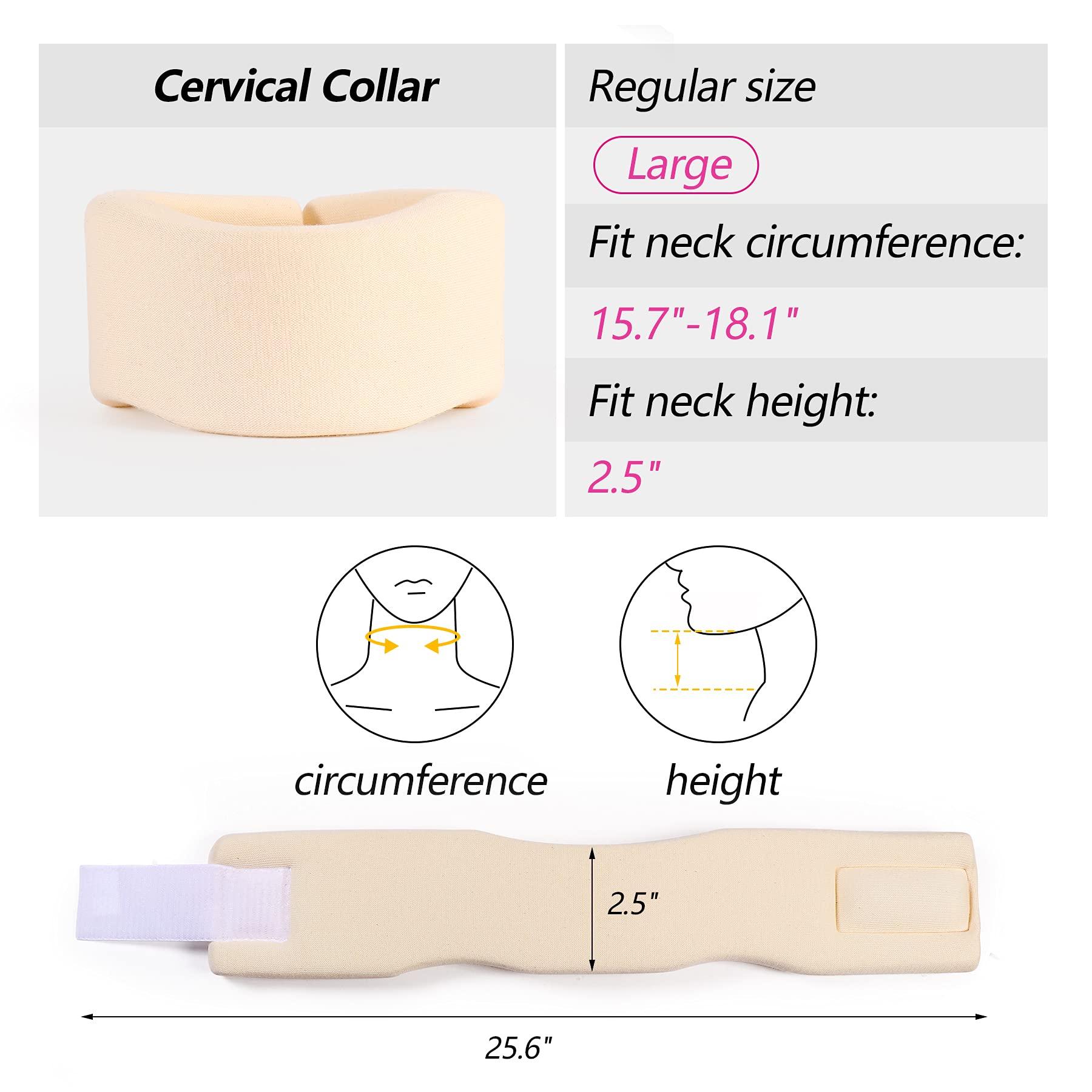 Cozyhealth Soft Foam Neck Brace Universal Cervical Collar, Adjustable Neck Support Brace for Sleeping - Relieves Neck Pain and Spine Pressure, Neck Collar After Whiplash or Injury (2.5\" Depth Collar, L)