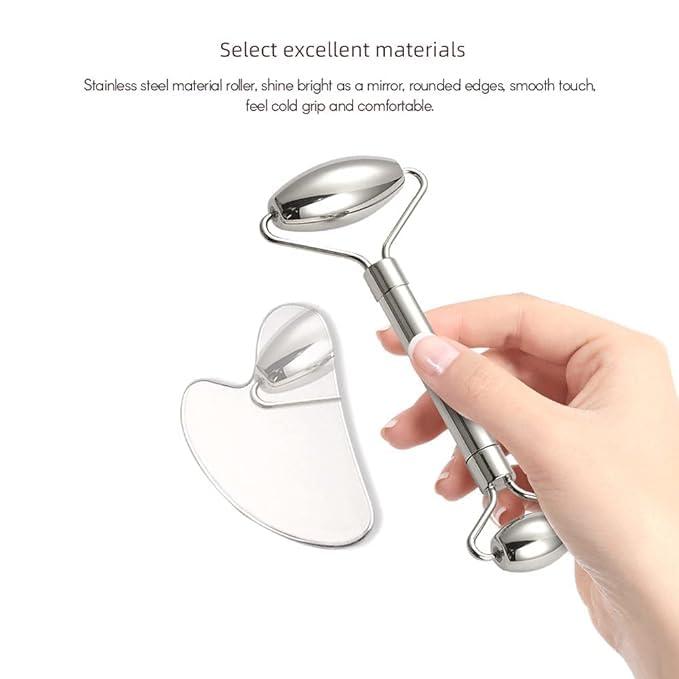 ACUWORLD ACUWORLD Gua Sha Facial Tools Stainless Steel - Gua Sha Face Massage Metal Tool - Stainless Steel Facial Massager for Skincare - Gua Sha Metal Tool for Face Lifting