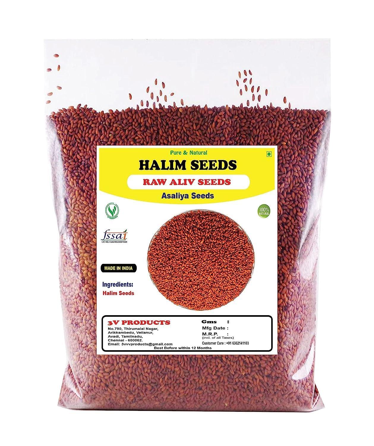 3V PRODUCTS 3V PRODUCTS Halim Seeds 200g | Asaliya Seeds | Aliv Seeds | Garden Cress | Haleem Seeds (Pack of 2x100g)