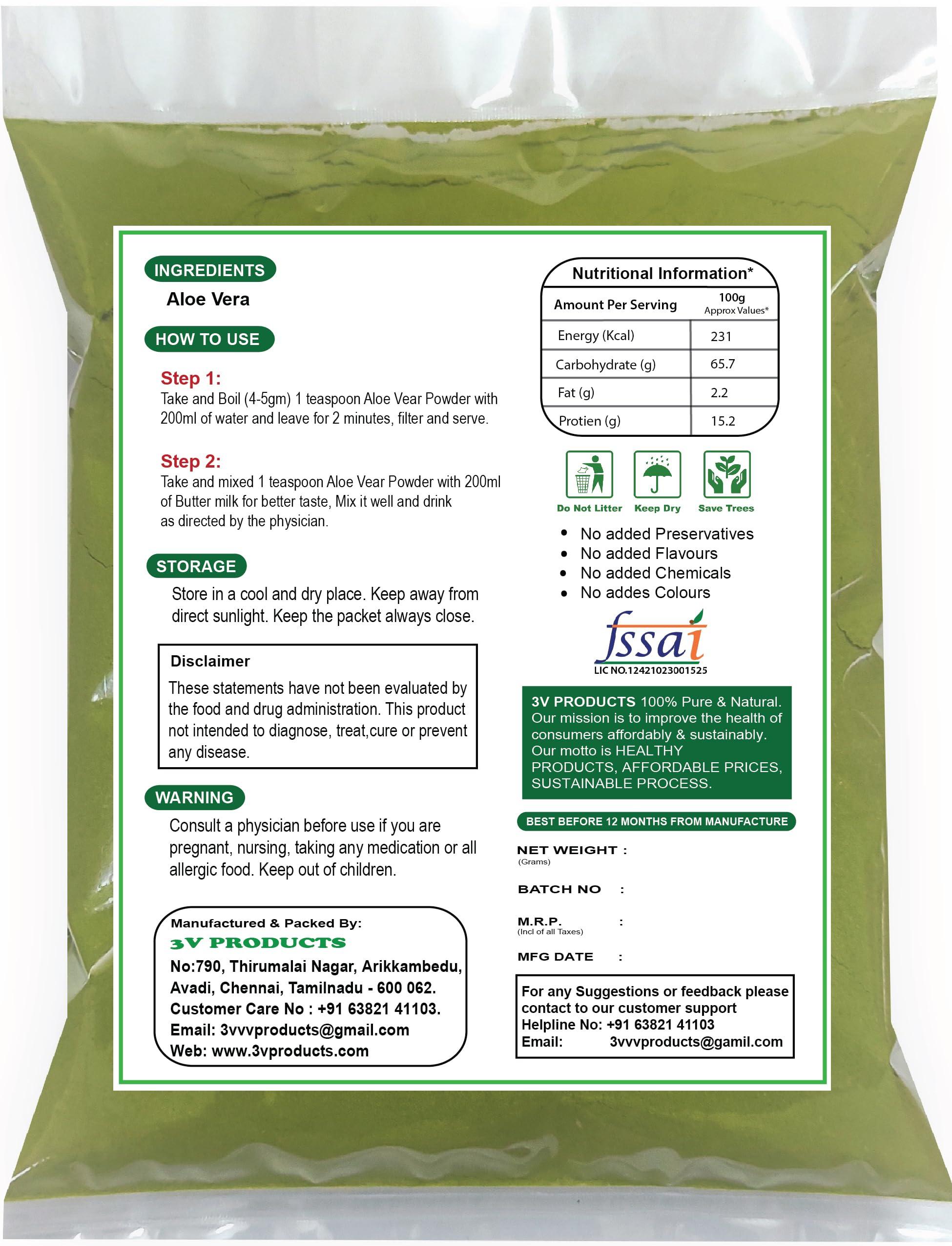 3V PRODUCTS Aloe Vera Powder 100g | Katralai | Aloe Barbadensis | Kathalai | Alovera