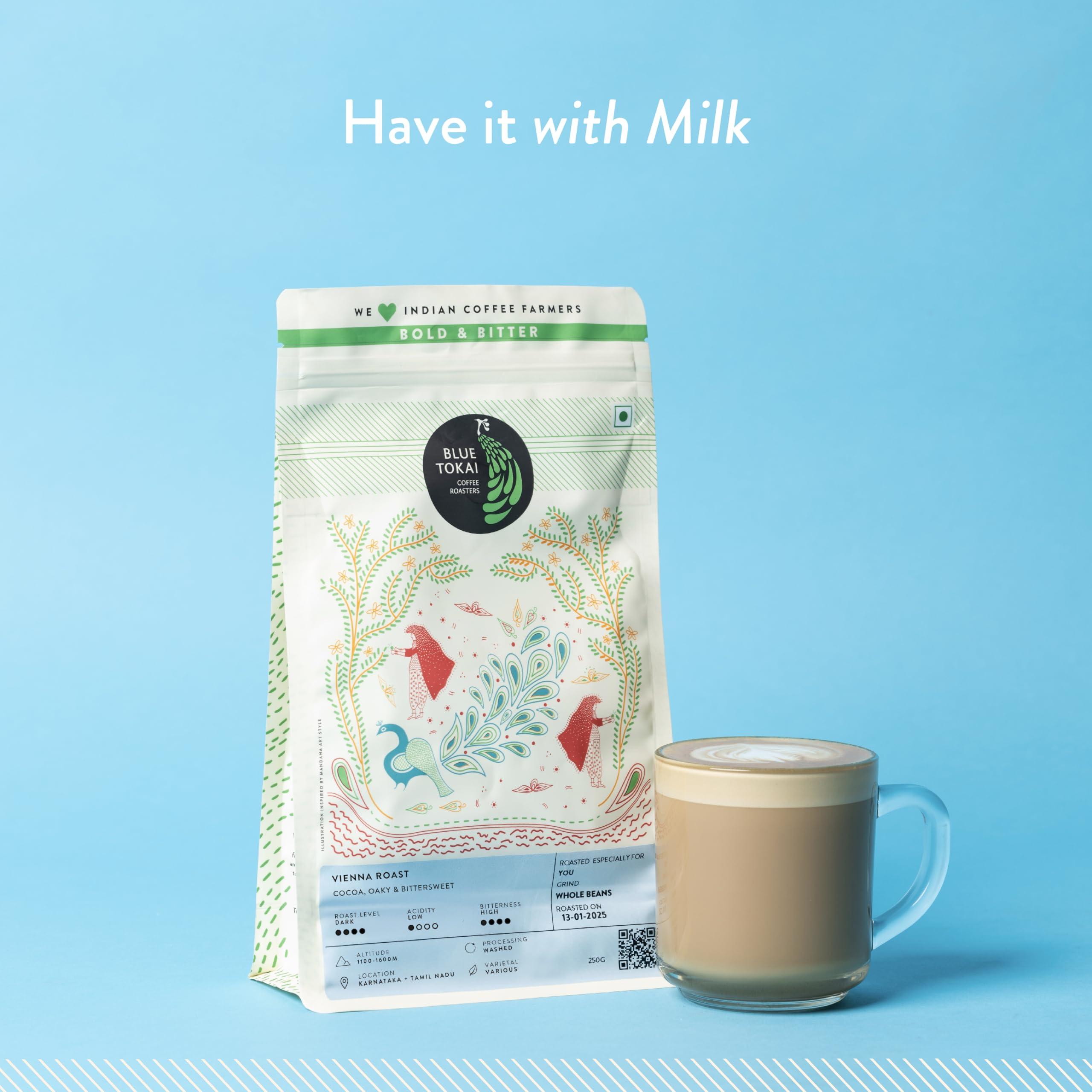 Blue Tokai Coffee Roasters Blue Tokai Coffee Roasters Vienna Roast - Dark Roast (Home Espresso Grind) 1Kg | Made With 100% Specialty Grade Arabica Freshly Roasted Ground Coffee, Bag