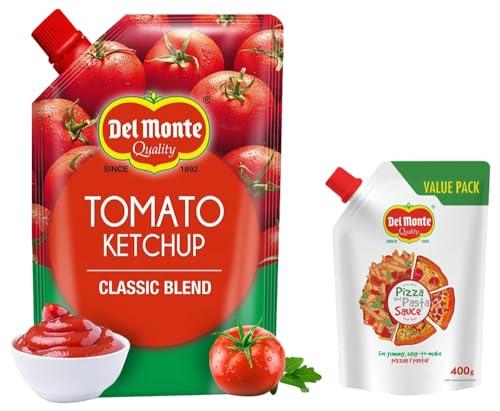 Del Monte Delmonte Del Monte Pizza & Pasta Sauce Spout Pack, 400g & Del Monte Tomato Ketchup - Classic Blend, 950g