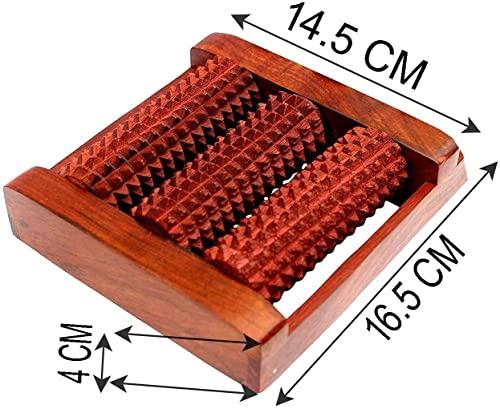 KINGSMAN STORE Kingsman store Hand Crafted Wooden Pain Relief Acupressure Massager & Roller with 3 Rollers and Acupressure Karela Gripper,Foot & Full Body Massagar