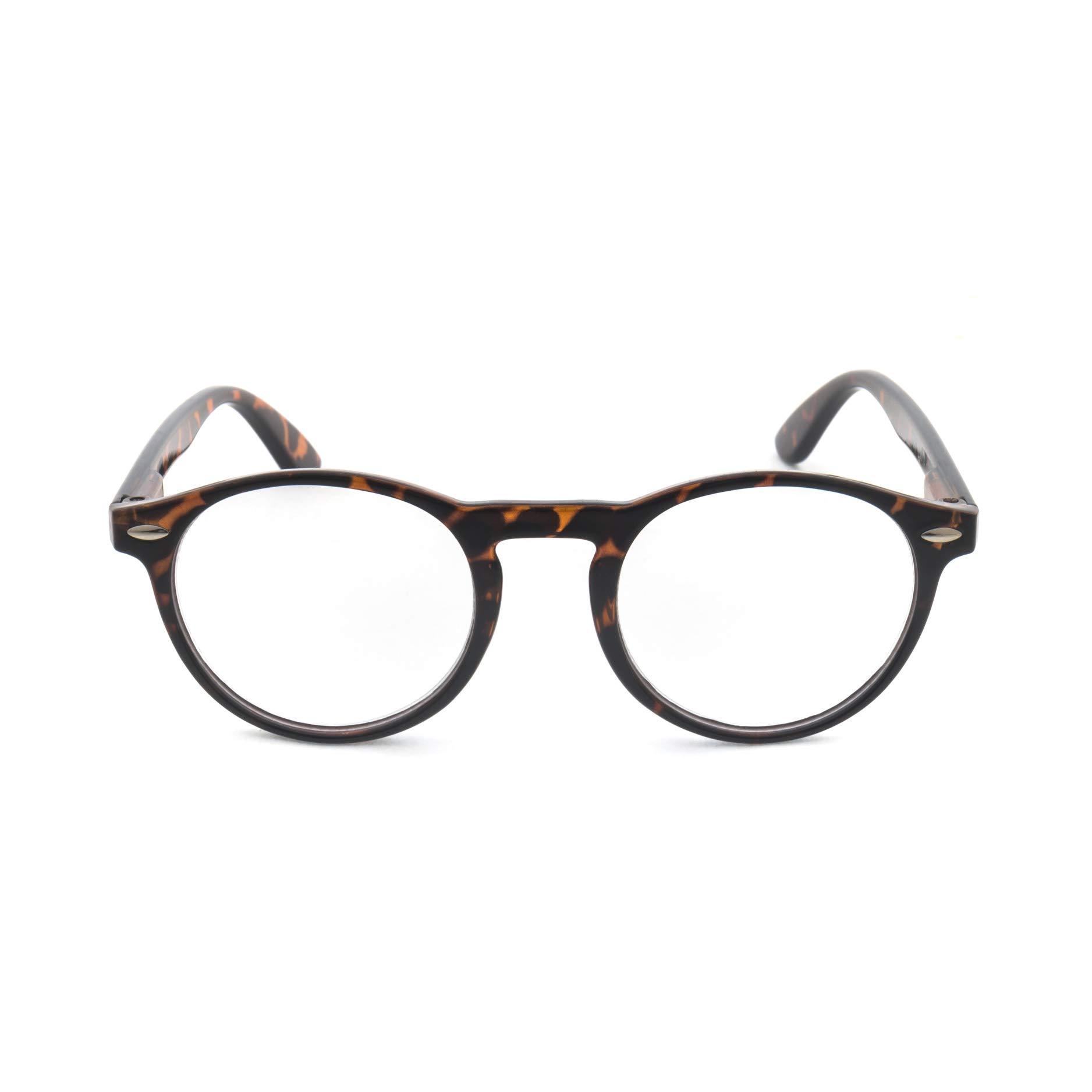 TIZIANO TIZIANO New Age Reading Glasses with Spring Hinge (Model: 165064 Tortise shell +1.00 with Round Eye shape)