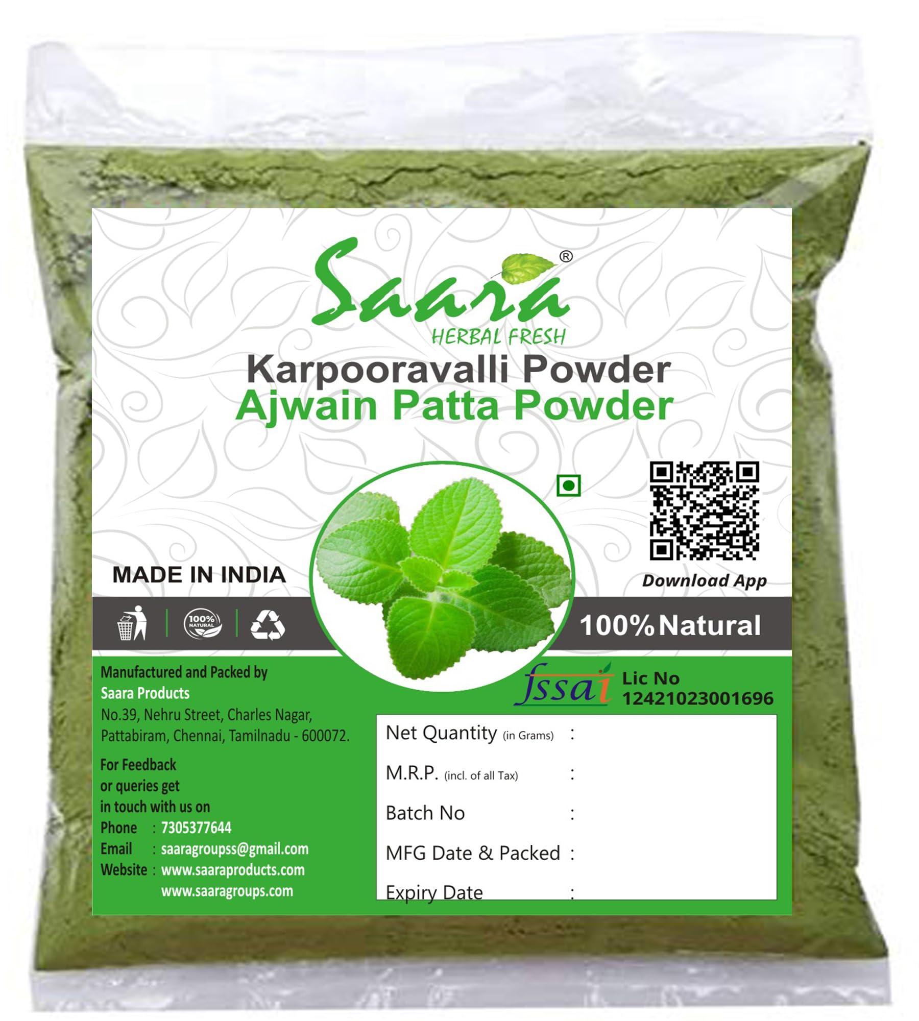 SAARA Saara HERBAL FRESH Karpooravalli Powder,100g, Coleus Amboinicus, Omavalli Leaves, Indian Borage, Patta Ajwain, Vamu Aaku, Panikoorka Leaves Powder,(pack of 1 x 100g)