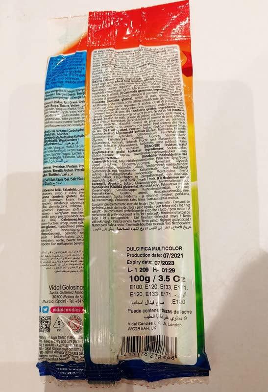 MOHIT-INTERNATIONAL Vidal Dulci Pica Multicolor - 100g - Pack of 3 - Imported Candy