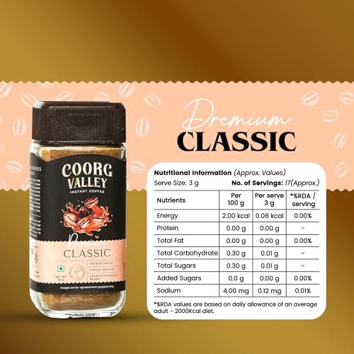 Coorg Valley Coorg Valley Premium Classic Coffee | Arabica Robusta Blend | Freeze Dried Coffee - 50 g (Pack of 1)