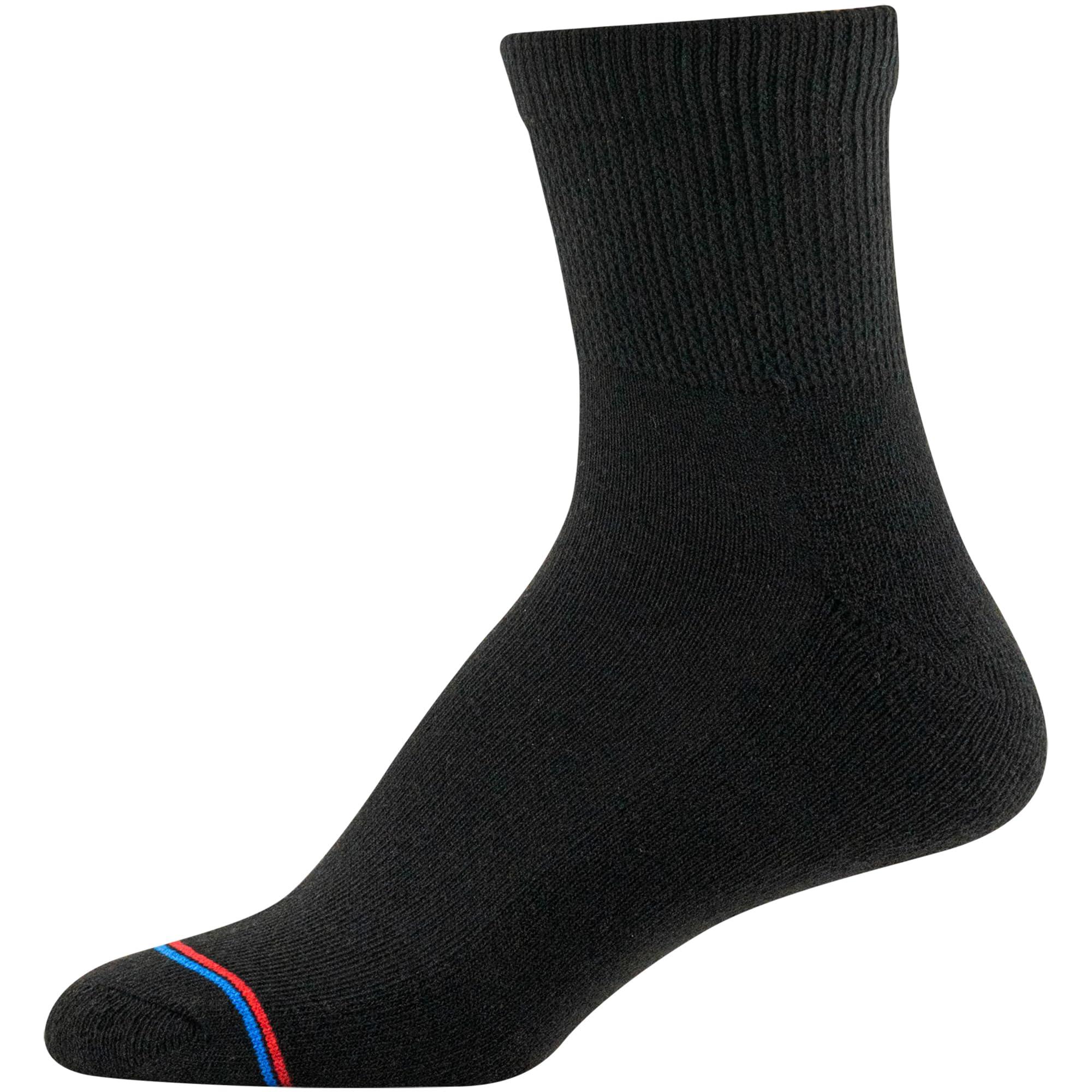 MediPeds MediPeds Men\'s Polyester 8 Pack Diabetic Quarter Socks With Non-Binding Top, Black, Quarter Length Shoe Size: 9-12