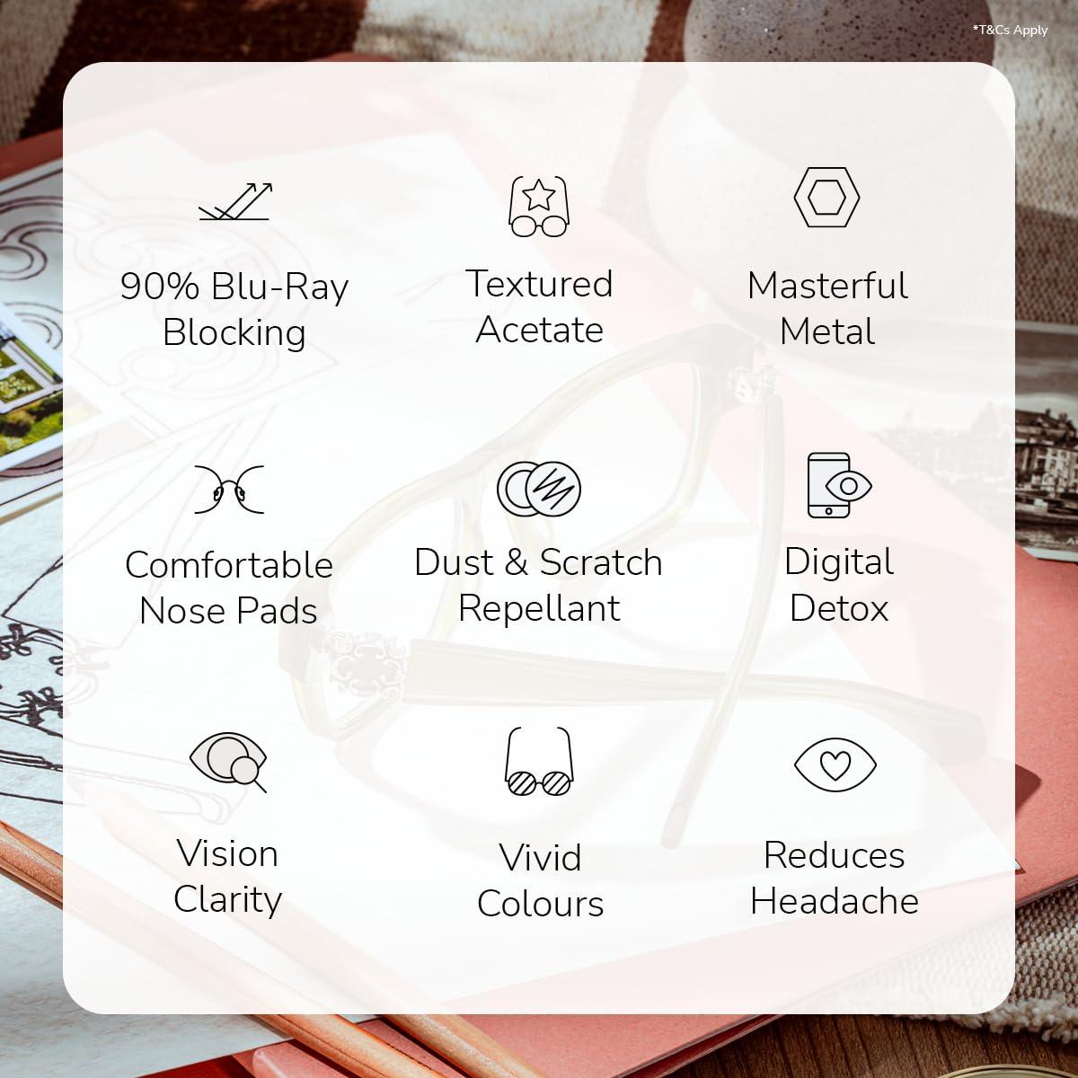 John Jacobs John Jacobs | Blue Cut & Antiglare Zero Power Computer Eyeglasses | Urban Elegance | Gold Full Rim Teardrop Shape | For Men & Women | Extra Wide | JJ E17072