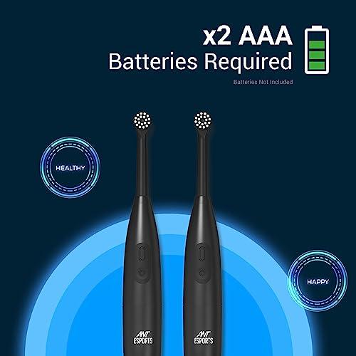 Ant Esports Ant Esports Alpha 360 Oscillation Electric Toothbrush with 2 Brush Heads, Sonic Toothbrushes 28,000 VPM, IPX7, Ergonomic Designs, last long for 40days - Black