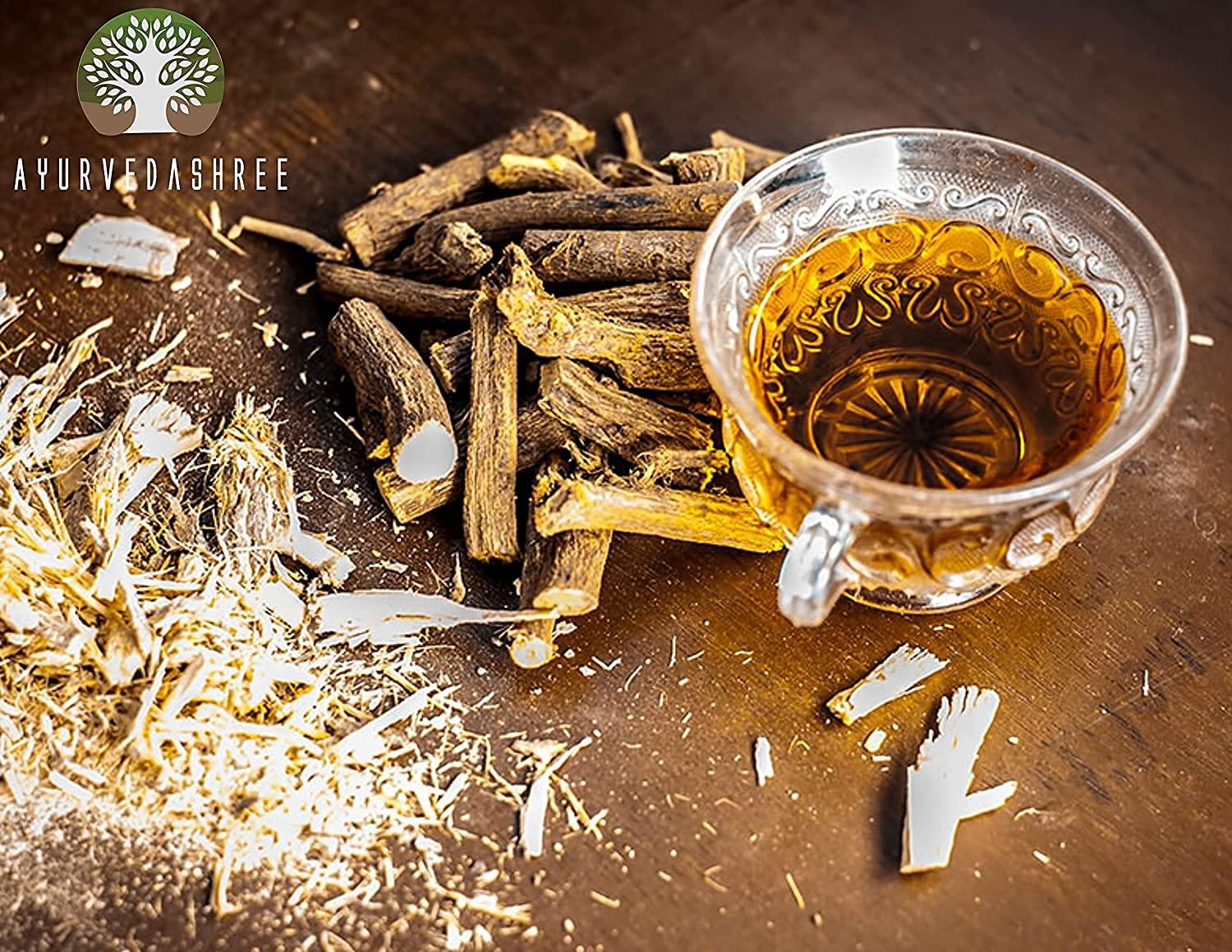 AYURVEDASHREE AYURVEDASHREE Yashtimadhu Powder 100 Gm | Natural Mulethi Powder/Licorice Powder Glycyrrhiza glabra | Supports Lungs, Skin, & Stomach | Mulethi | Vegan | Non GMO | Gluten Free