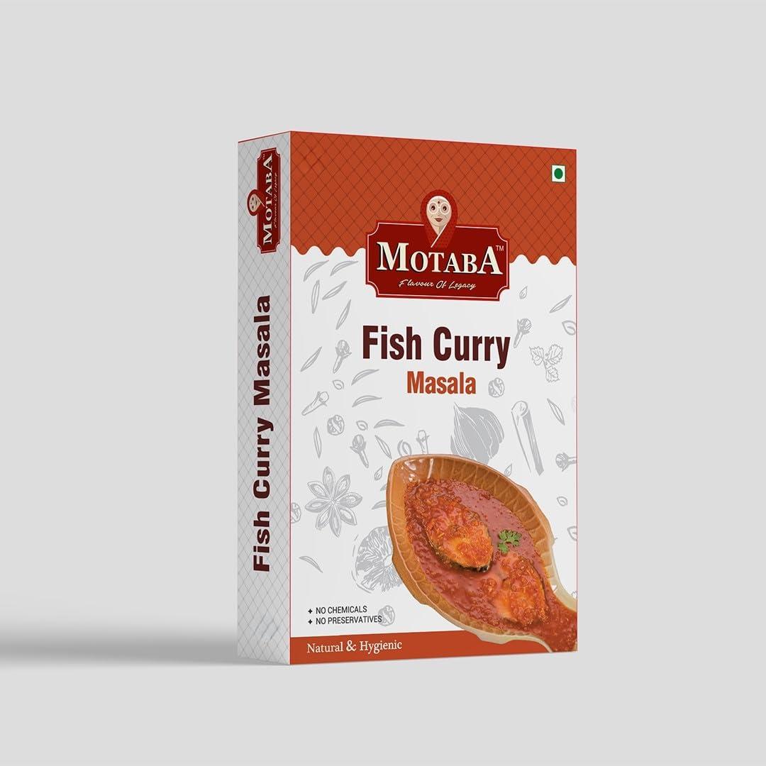 MOTABA Motaba Fish Curry Masala | Ready to Cook Spice Mix, Machhli Gravy Masala | | Indian Blended Spices, Authentic Spicy fish curry Masala | Aromatic(100Grams)
