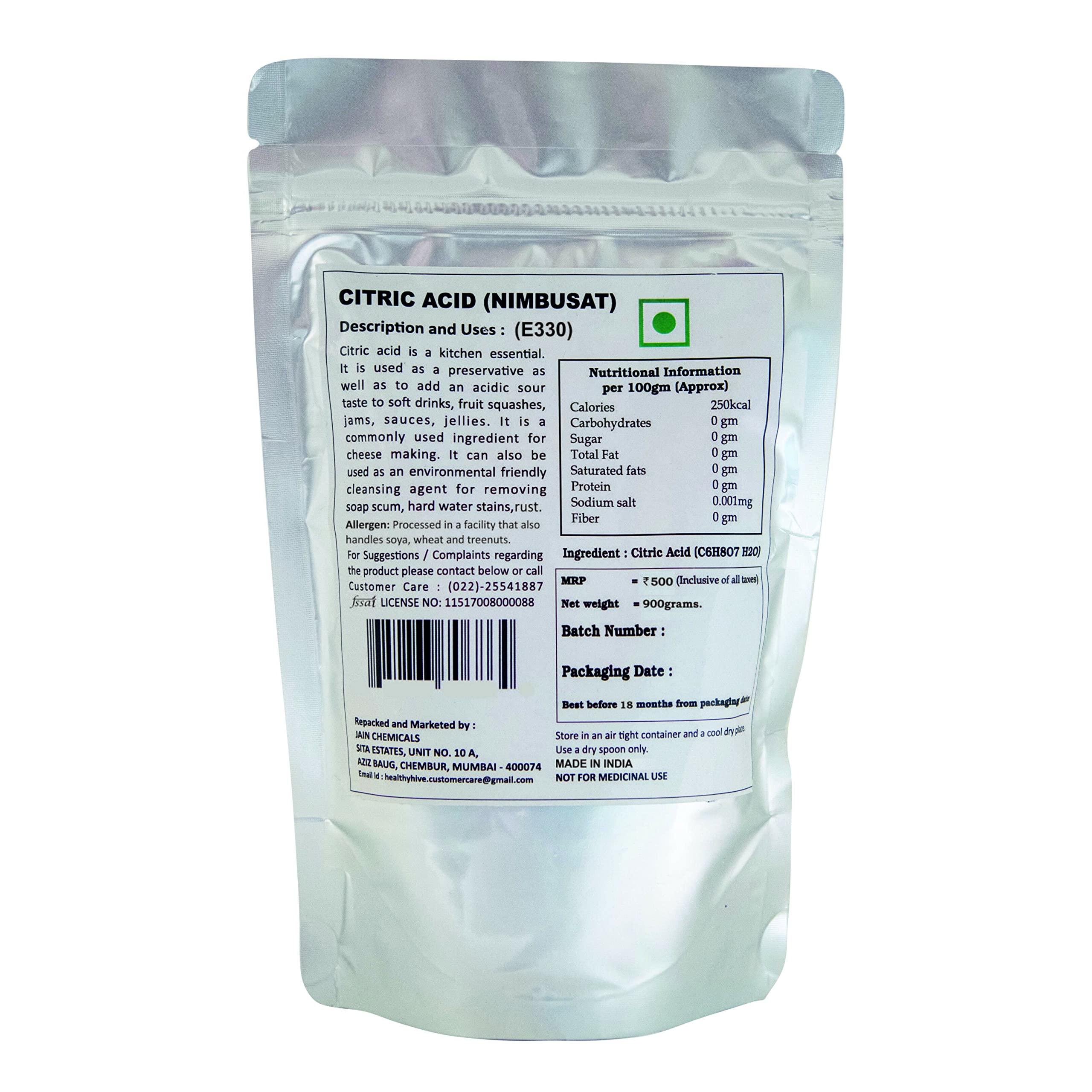 HealthyHive HealthyHive Citric Acid Crystals (Nimbusat/Tatri) (900 Grams)