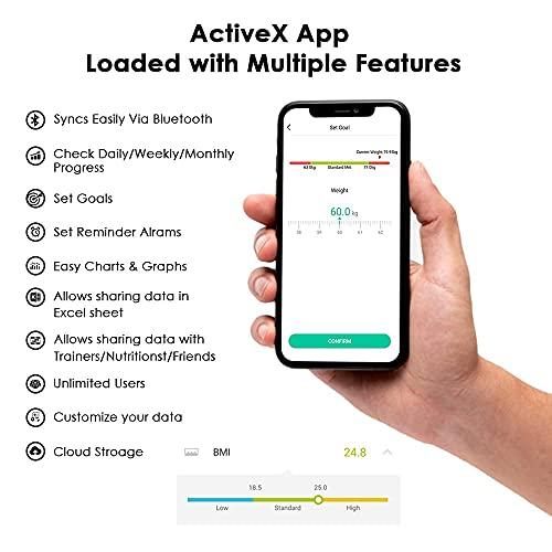 ACTIVEX ActiveX (Australia) Ivy+ Bluetooth BMI Digital Body Weight Scale | Super Bright LED | Free ActiveX App | Batteries included | Not A Body Fat Scale |Black