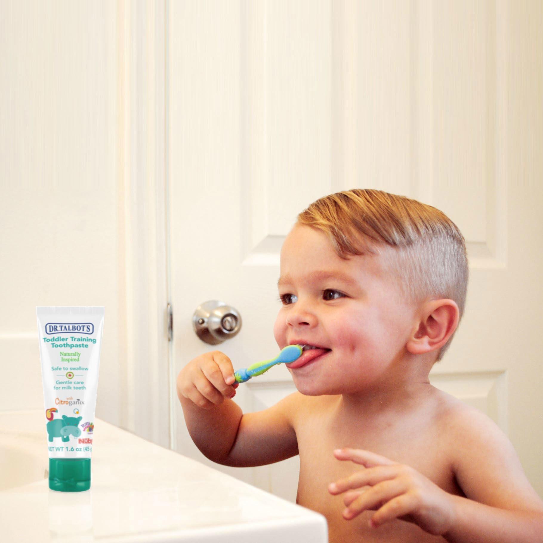 Dr. Talbot\'s Nuby All Natural Toddler Toothpaste with Citroganix with Toothbrush (Blue/Green)