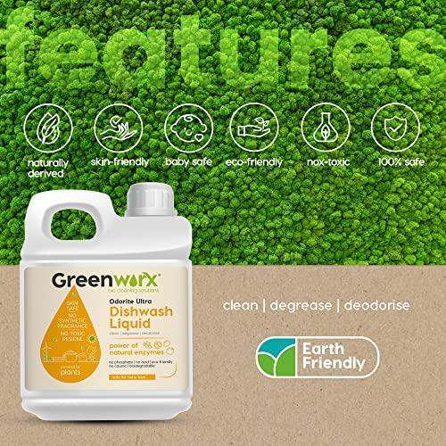 Greenworx - Bio Cleaning Solutions Greenworx - Bio Cleaning Solutions Natural Dishwash Liquid - 5 Ltr | Biodegradable, Non-Toxic, Eco-friendly | Baby & Pet safe