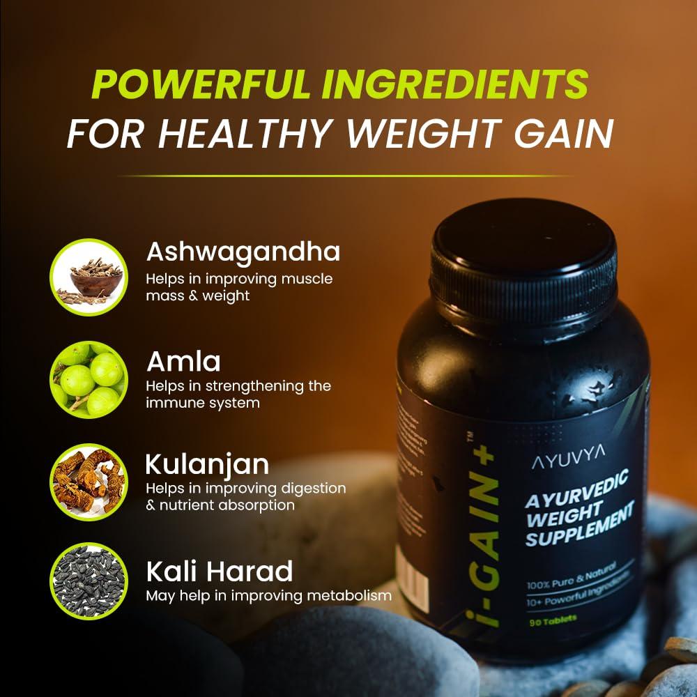 ayuvya Ayuvya i-Gain+ & Lets Gain Weight Gain Combo | Helps Improve Appetite & Digestion | Promotes Muscle Recovery & Energy Levels | For Men & Women | 100% Ayurvedic Combo | Pack of 2