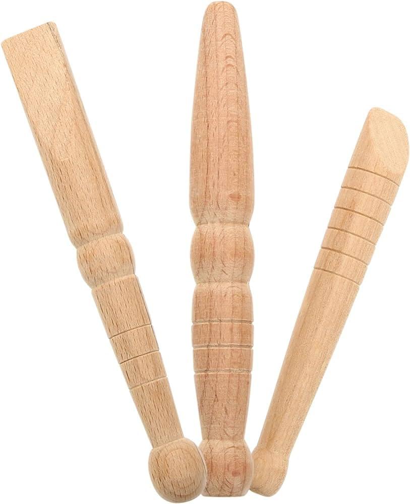 AcuPhysio AcuPhysio 3 Pieces Reflexology Foot Hand Massage Wooden Stick Tools Wood Health Therapies Traditional Tool Thai Massage Body Foot Hand Face Neck Back Waist Relief