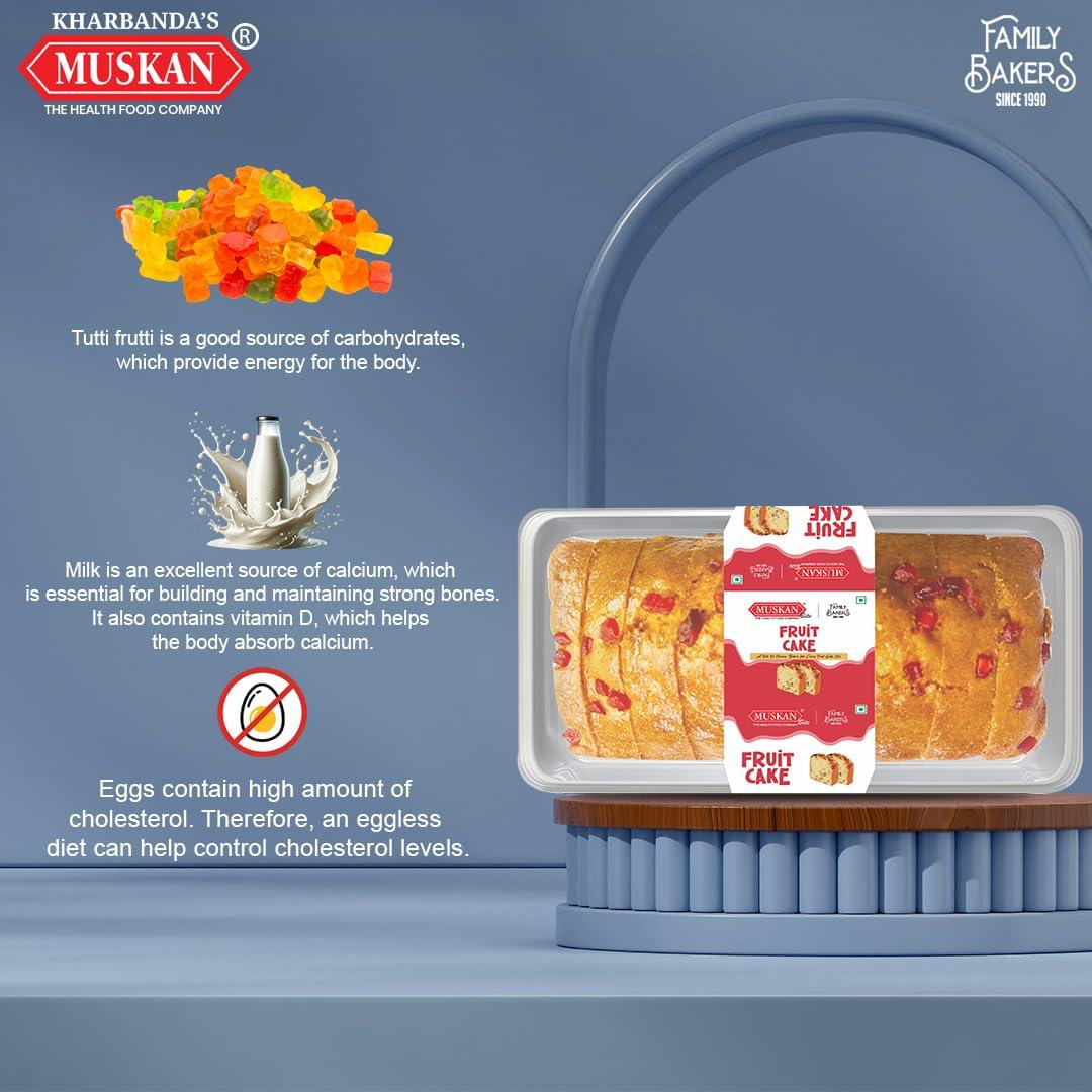 MUSKAN MUSKAN Fruit Cake | Handcrafted Sweet and Delicious Taste and Mouth Melt With Cherry Cake Taste children\'s favorite Fruit Cake freshly pekad 100% Vegetarian [Pack of 5] 200g each