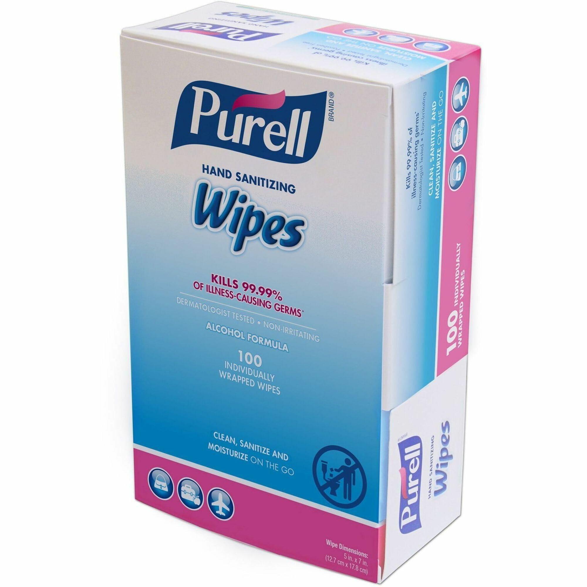 Purell Premoistened Sanitizing Hand Wipes, Towelettes Individually Wrapped, 100/box (Set of 11) by Gojo