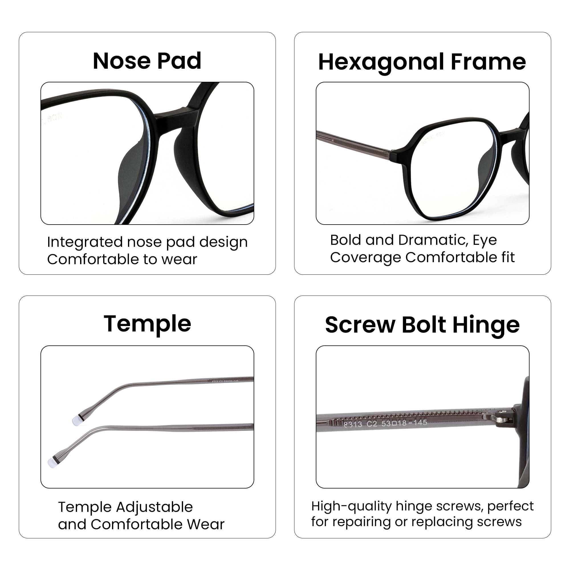 ROYAL SON ROYAL SON Polygon Blue Ray Cut Transparent Eye glasses For Men Women