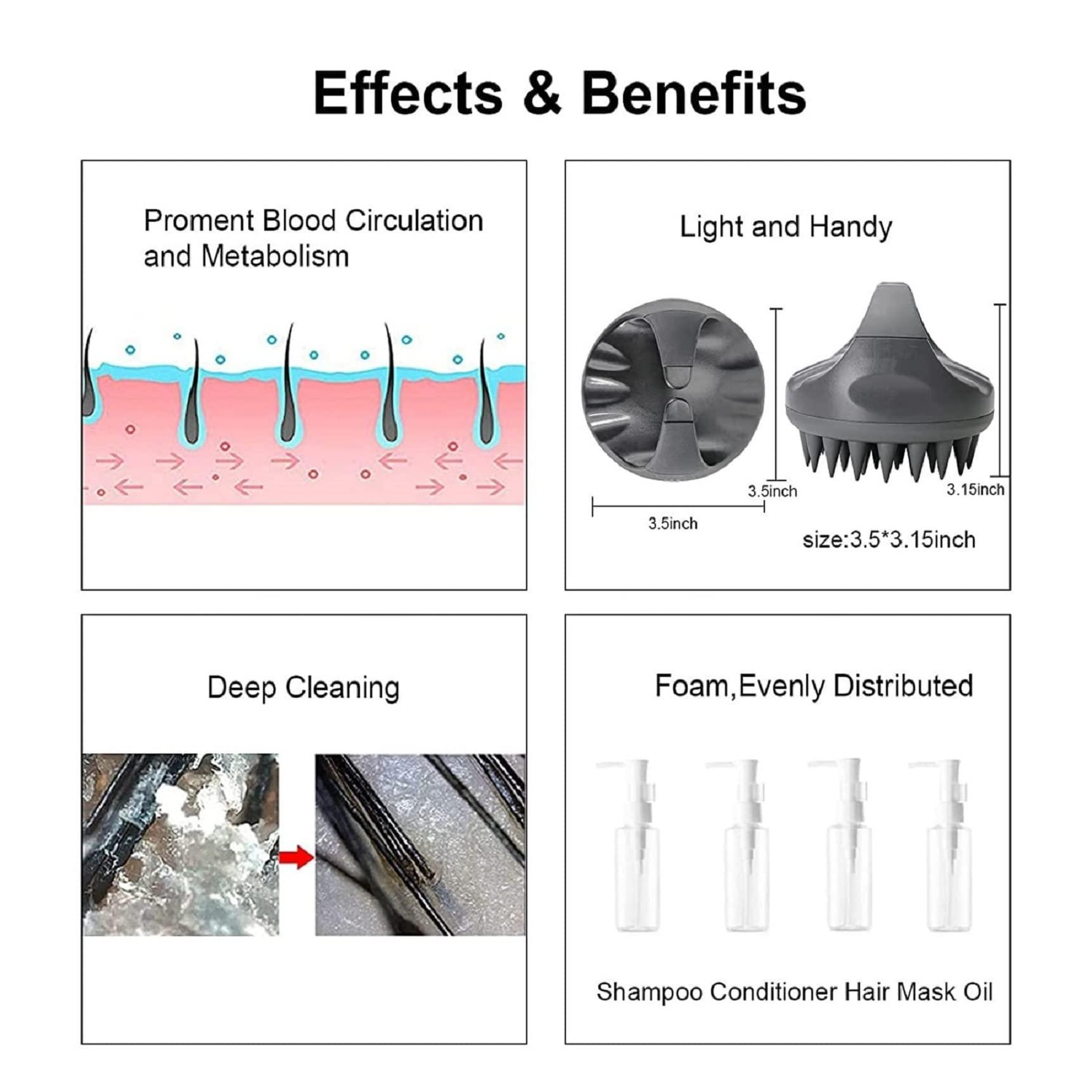 VENIQE VENIQE Hair Scalp Scrub Shampoo Brush Ultra Long Soft Silicone Bristles Exfoliating Ergonomic Comb for Dandruff Removal Scalp Care Manual Head Massager Thick Curly Hair for Men Women (GREY)