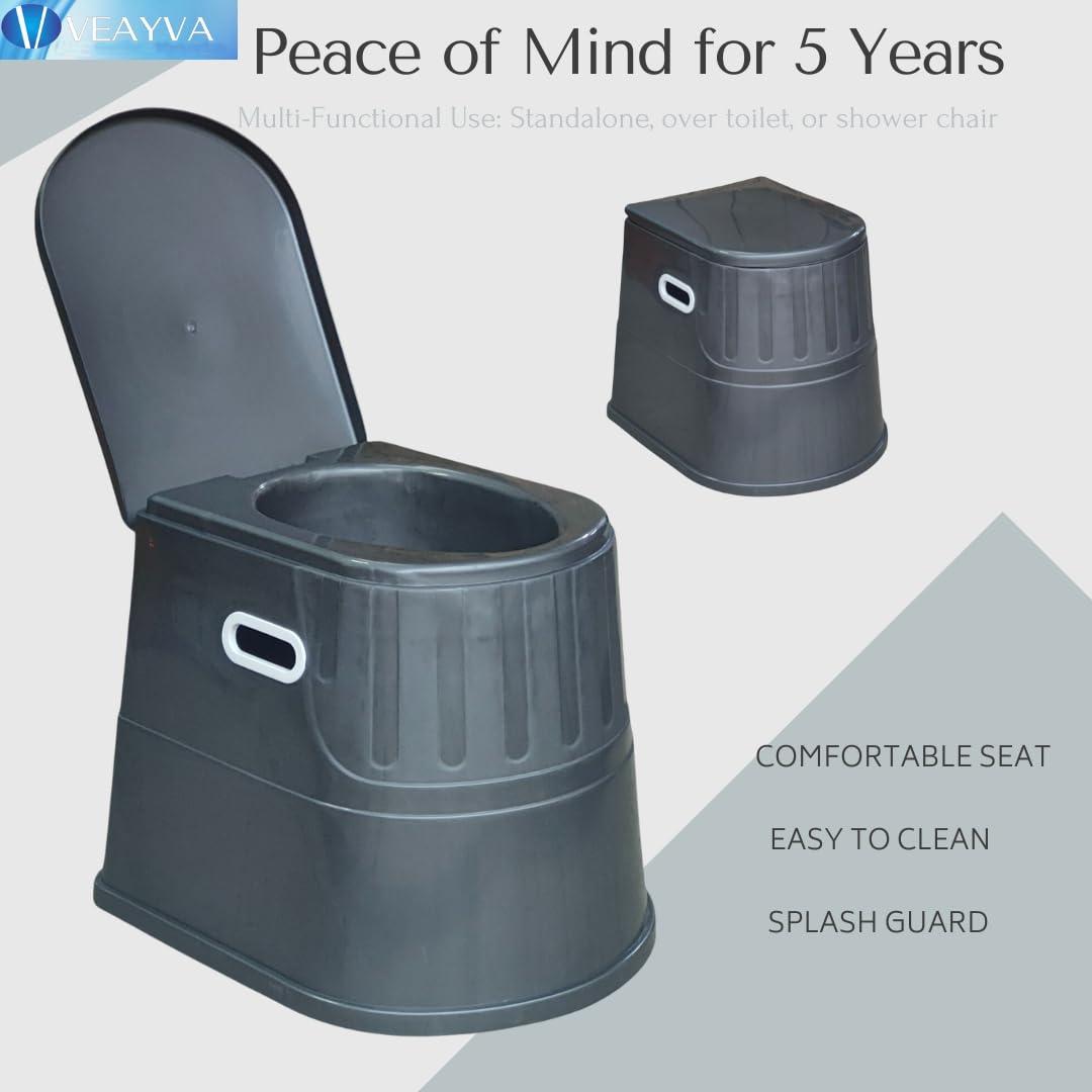 Veayva VEAYVA heavy duty Portable Indian Toilet to Western Convertor EasyGo Round Portable Commode | Toilet stool | Toilet Commode for patients | Indian Commode Stool | Portable Toilet Seat for Adult(GREY)