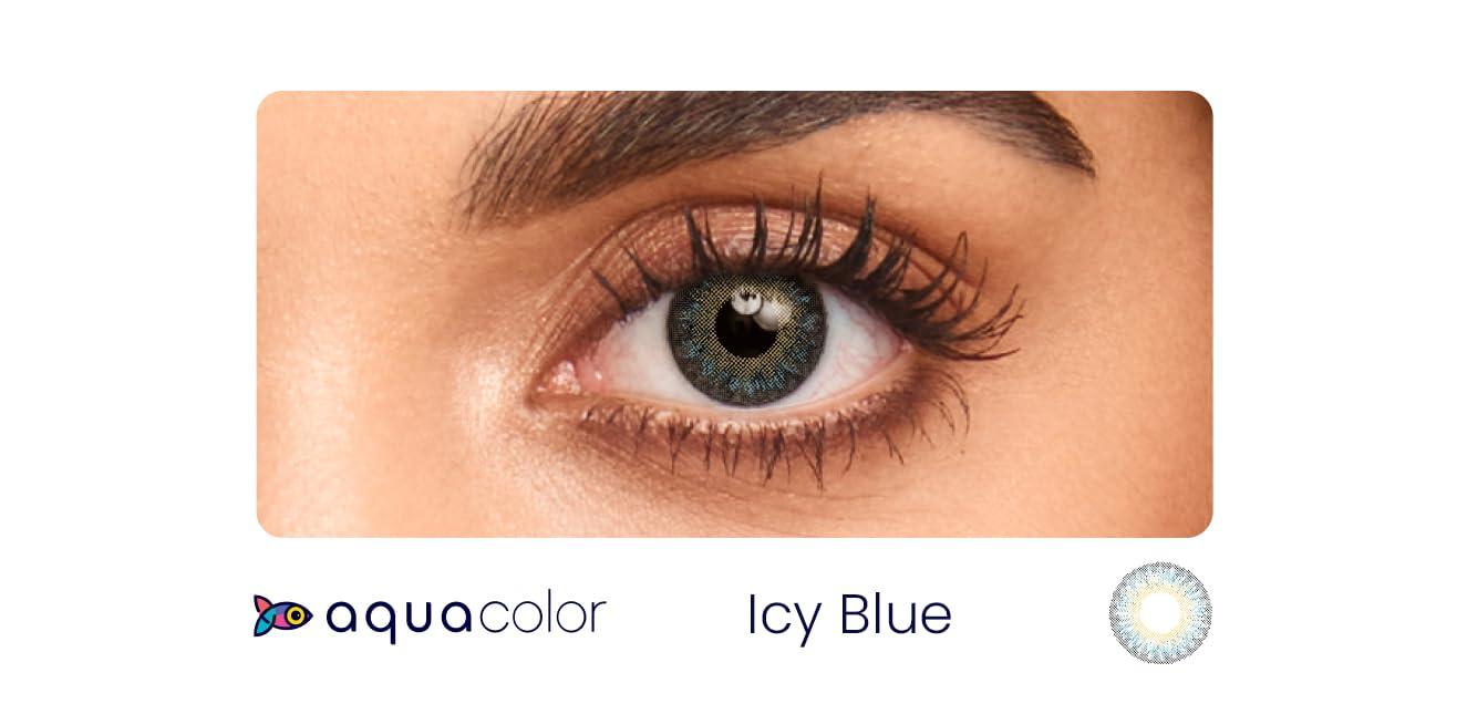 AQUALENS CONTACT LENSES Aqua Color Daily Disposable Color Contact Lens(0 Power, Icy Blue Color) (10 Lens/Box)