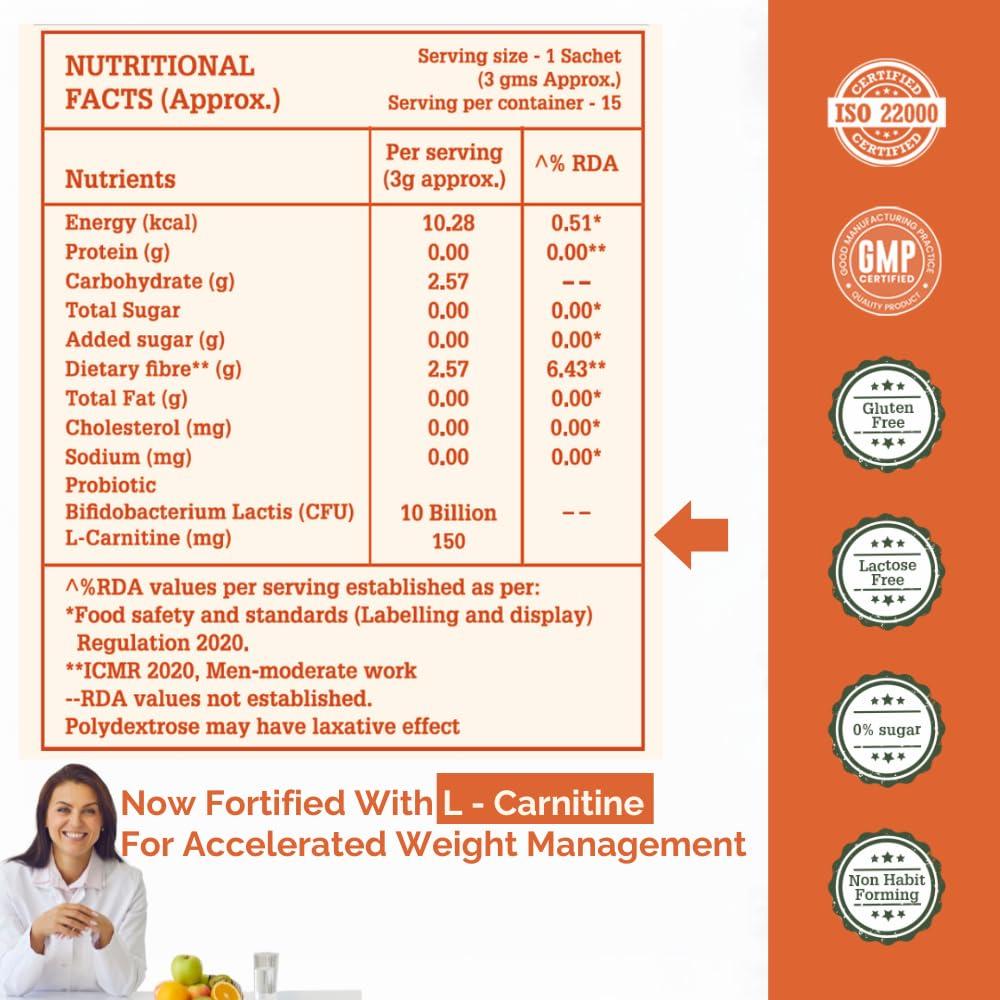 The Healthspan Co. The Healthspan Co. Sustainably Lean | Improve Metabolism To Manage Weight | For Men & Women | Fiber Rich | 10 BN CFU Probiotic | 45 Days Pack | Pack of 3 | Orange Flavour