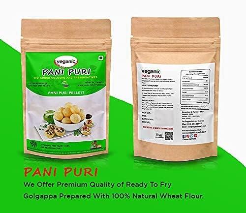 Veganic Veganic Dry Gol Gappa/ Pani Puri/ Puchka Wheat Snack Pellets | Ready To Fry Atta Golgappa Papad - 400gm