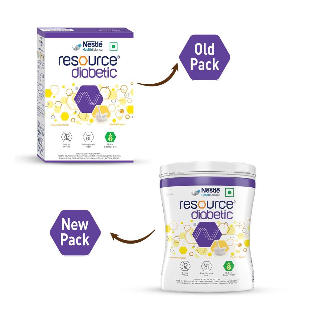 RESOURCE Nestl Resource Diabetic, Adult Nutrition for Diabetic Patients, Low GI Formula, Vanilla Flavoured Protein Powder, 400g Pet Jar