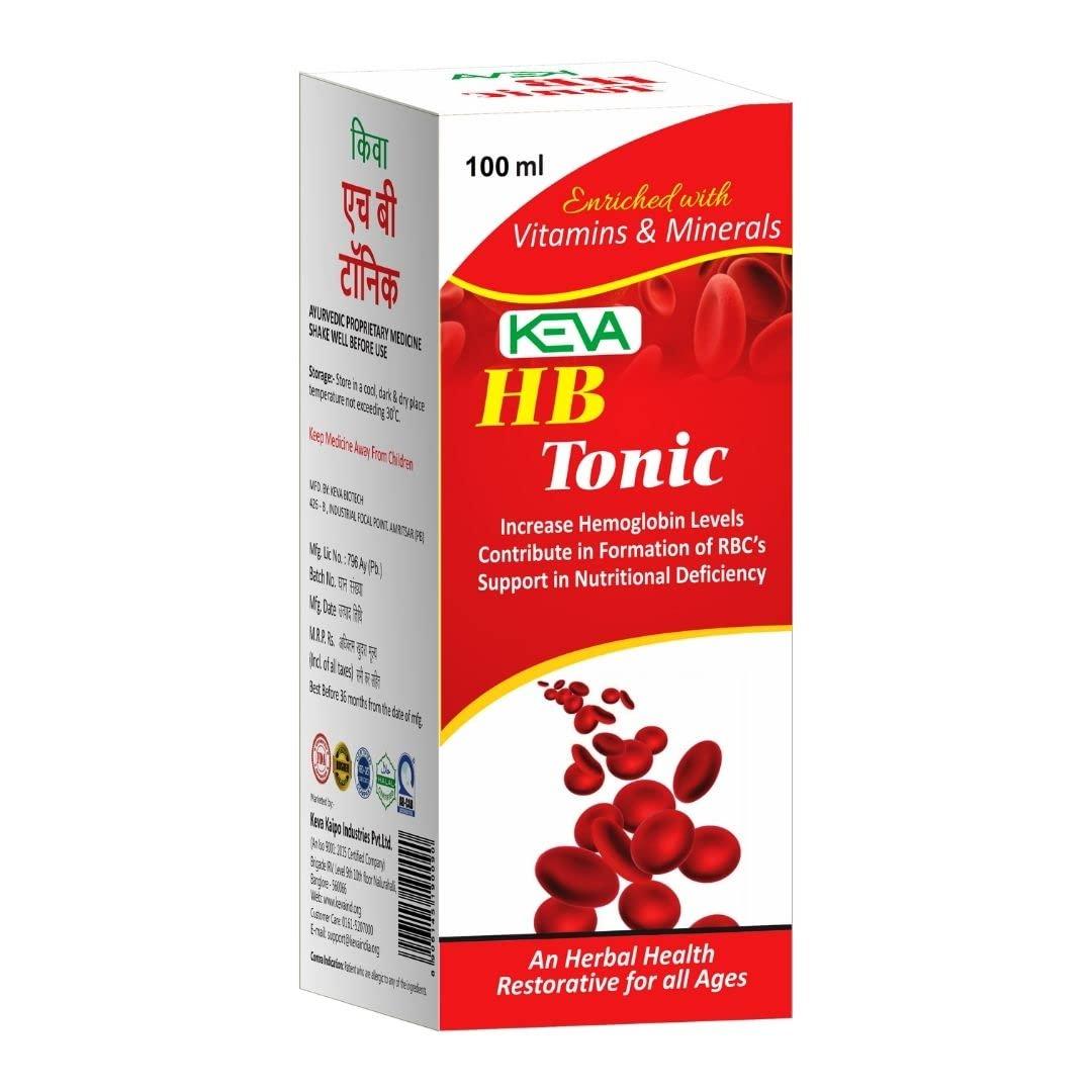 KEVA Keva Iron (HB) Tonic Syrup Ayurvedic Iron Tonic Syrup Extract of Amla, Ashwagandha, Shatavari, Arjuna, Purnava, Bhringraj, Brahmi, Tulsi, & Shankhpuspi - Increase Iron for Men & Women 100ml