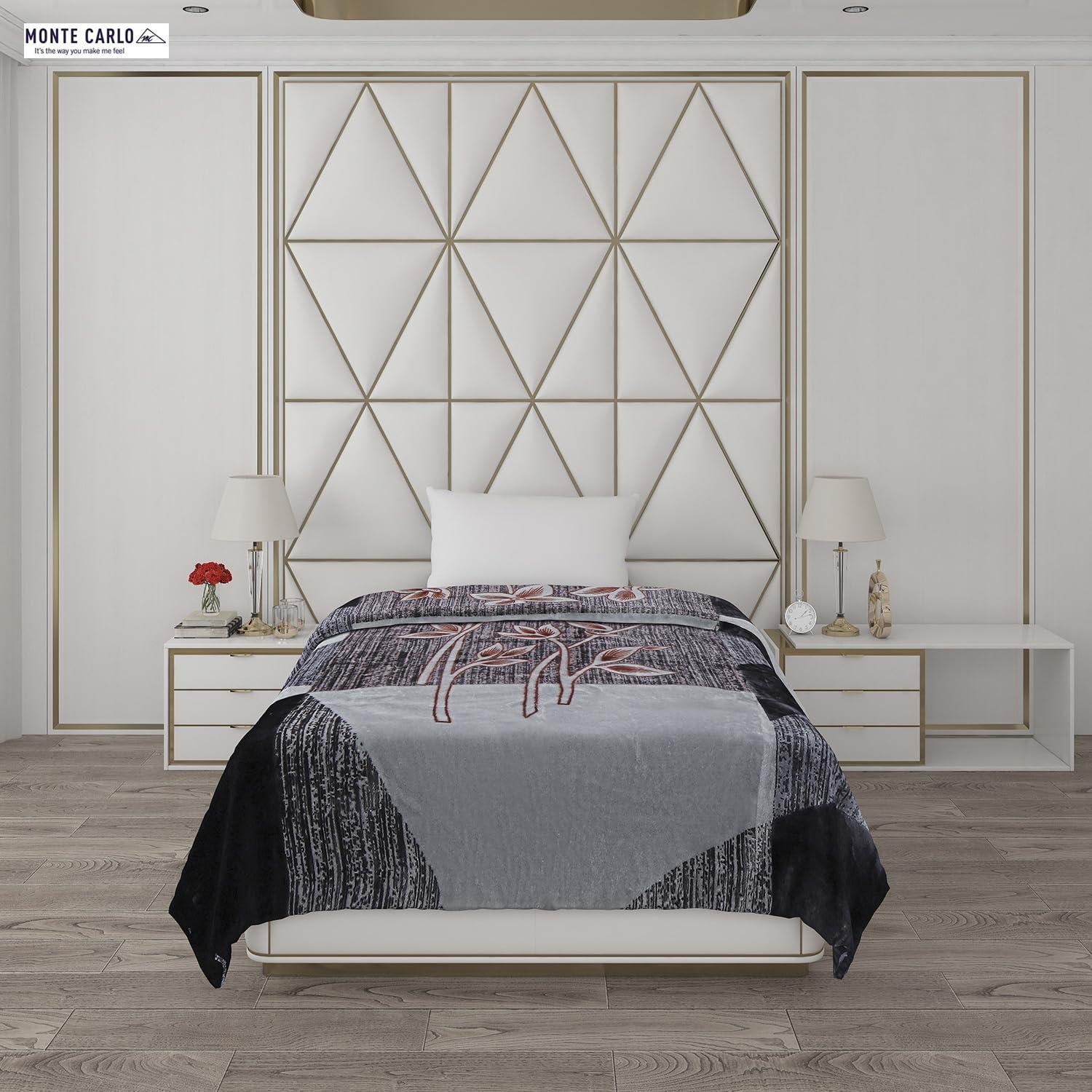 Monte Carlo Monte Carlo Impact (625 GSM) Luxury 1 Ply Single Bed Blanket for Mild Winter Size (1.60 m x 2.20 m) 2.2 KG