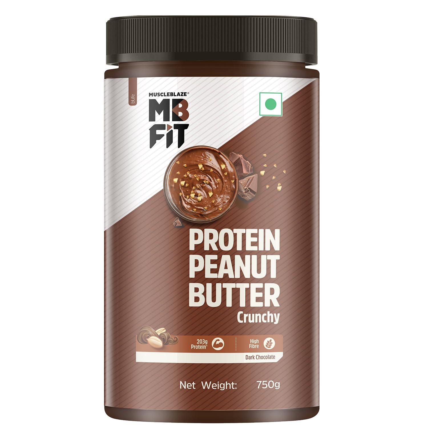 MuscleBlaze MuscleBlaze Fit High Protein Peanut Butter, Crunchy (Dark Chocolate Spread, 750g) | 27g Protein | With Pea Protein & Whey Protein Concentrate