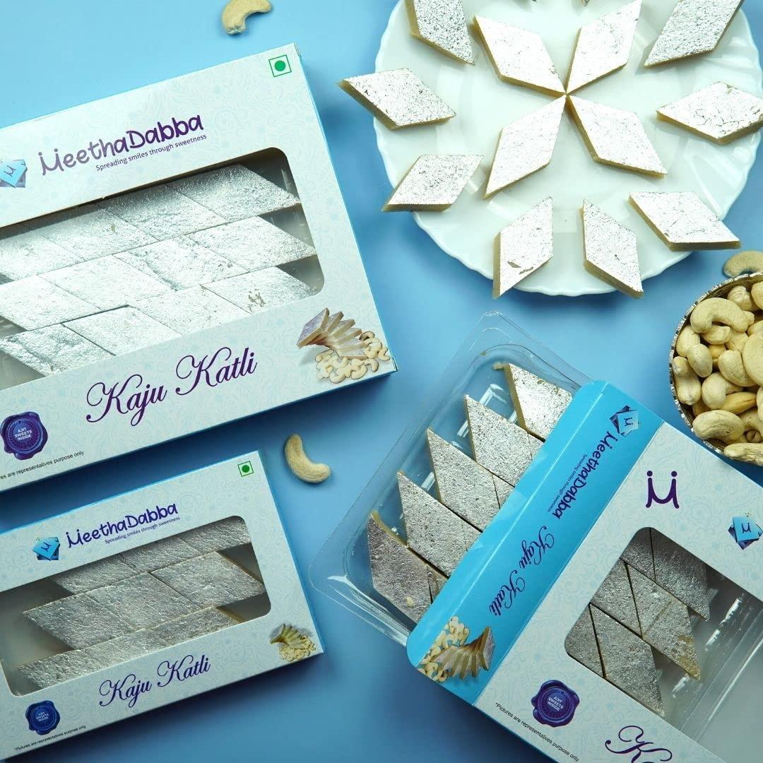 MEETHADABBA MeethaDabba Kaju Katli, Assorted Kaju Katri, Traditional Indian Sweets, Desi Mithai, 9 pcs, 100 grams