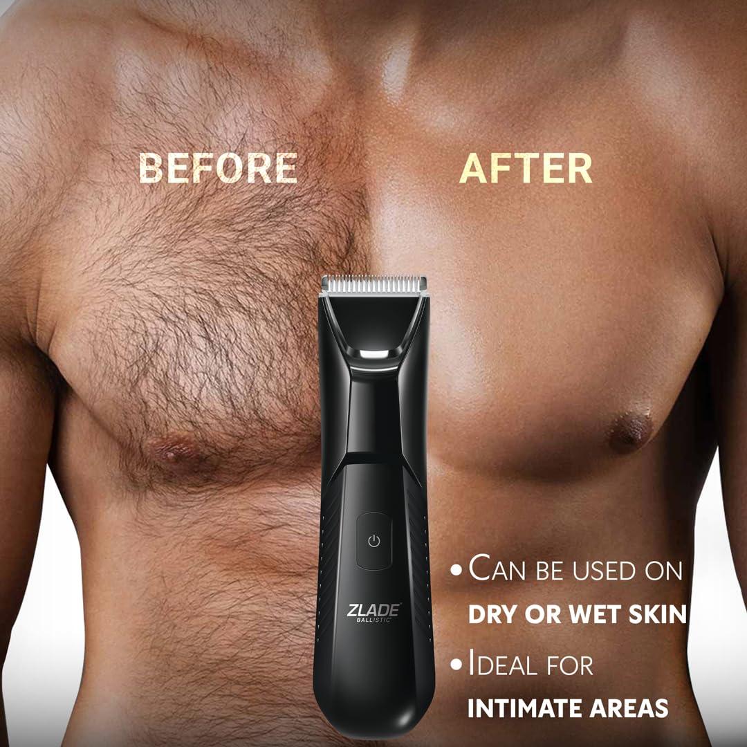 ZLADE Zlade Ballistic LITE PLUS Body Trimmer Men Manscaping, Private Part Shaving, Beard, Pubic Hair Groomer, Waterproof, Rechargeable, Fast Charging, Travel Lock- Color Black