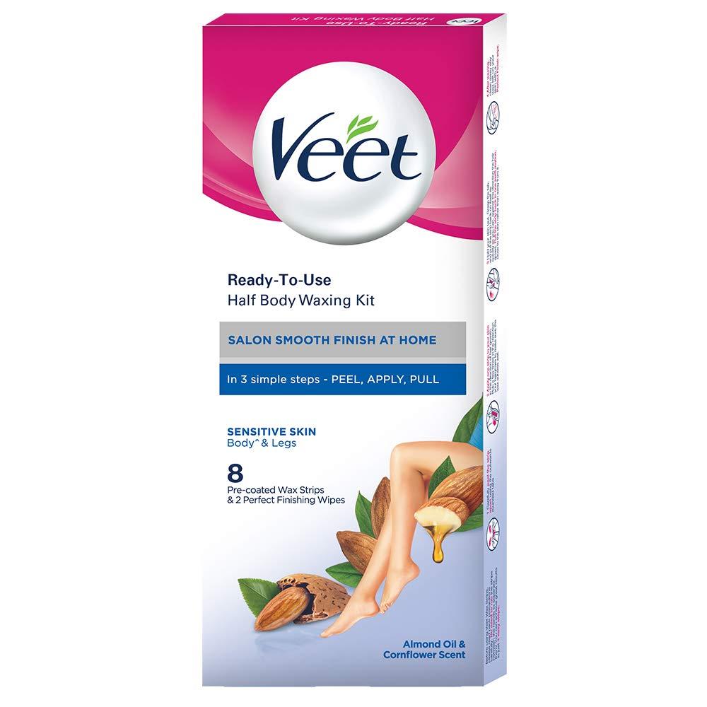 Veet Veet Full Body Waxing Kit For Sensitive Skin - 8 Strips - Old Formulation - Women, Pack of 1