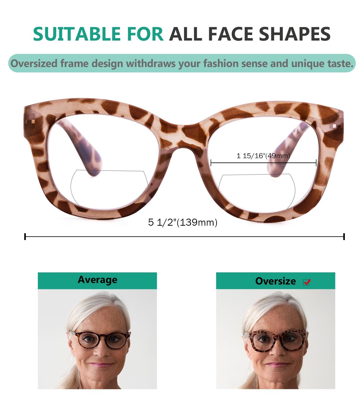 Eyekepper Eyekepper Large Frame Bifocal Reading Glasses Women Oversize Bifocal Readers - Grey Tortoise +1.50