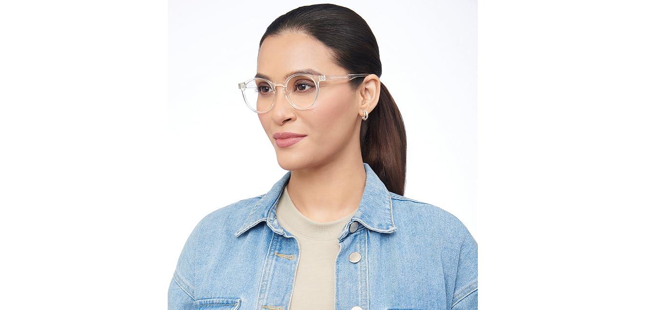 LENSKART BLU LENSKART BLU | Zero Power Blue Cut Computer Glasses | Anti Glare, Lightweight & Blocks Harmful Rays | UV Protection Specs | Transparent | Men & Women | Medium | LB E14453