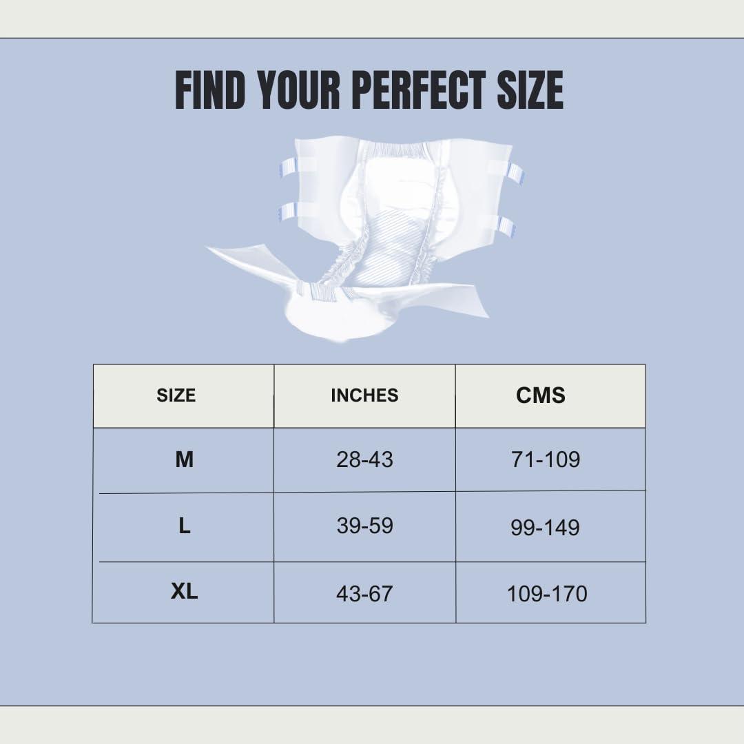 BON BON BonBon Premium Adult Diaper Tape Style Large - 10 Count with Soft Ultra Leak Guard and Anti-Bacterial Absorbent Core (L- 39-59 INCH)