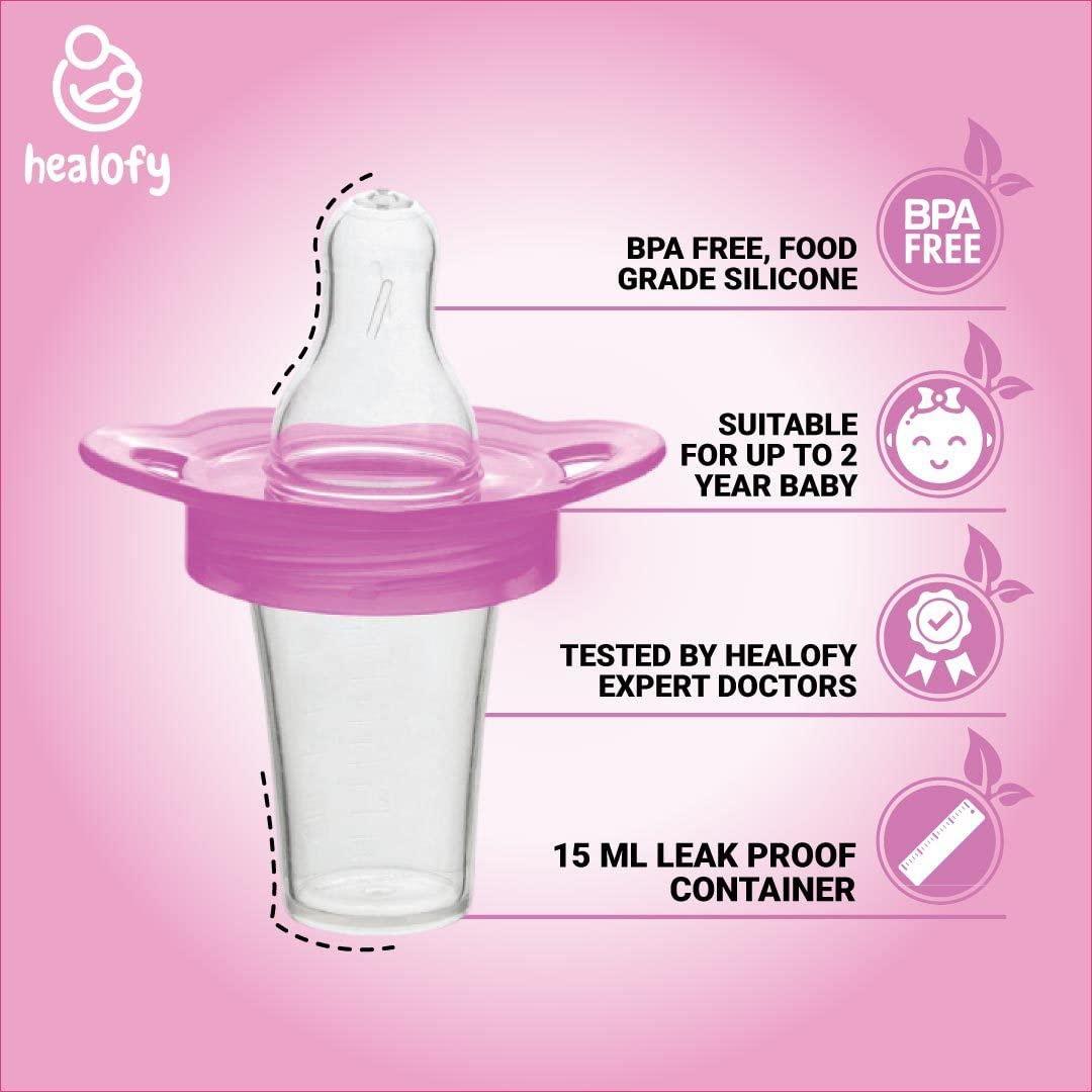 Healofy Healofy Medicine Dispenser/Dropper with Soft Silicone Nipple for Newborn (Pink)